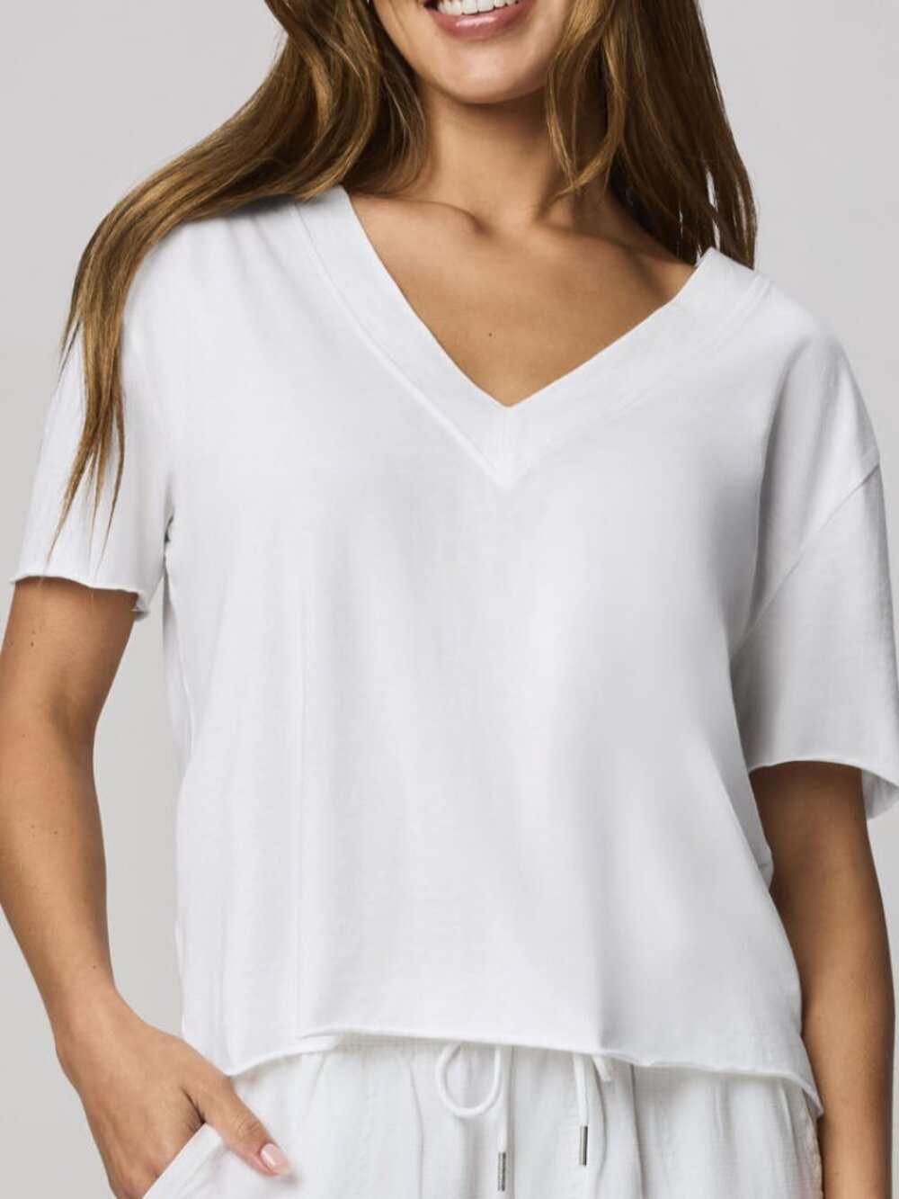 Splendid Kacey Bamboo Blend V-Neck Tee White M